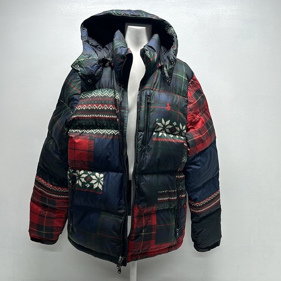 Polo Ralph Lauren The Gorham Ripstop Bomber Puffer Jacket Coat Patchwork L Large - Picture 3 of 12